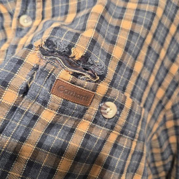 Carhartt Flannel Plaid Button Down Shirt S151 Large Tall - Picture 5 of 9